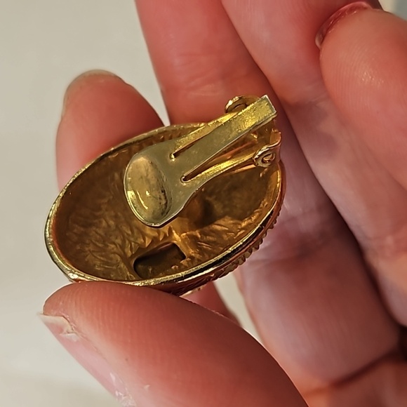 Vintage Castlecliff earrings, gold tone 1960s - Picture 4 of 6